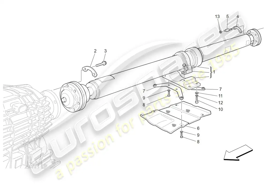 maserati granturismo (2009) transmission shaft parts diagram