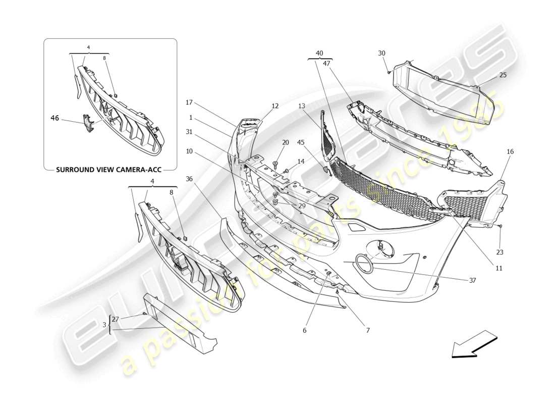 maserati levante trofeo (2020) front bumper parts diagram