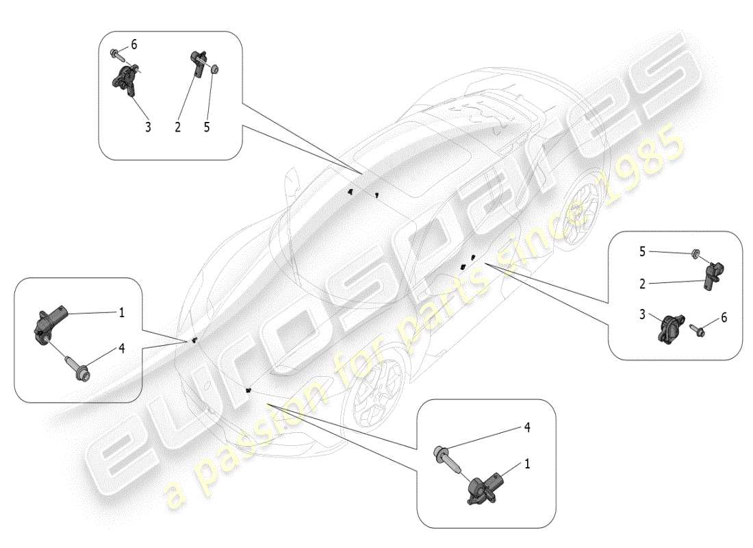 maserati mc20 (2024) crash sensors parts diagram