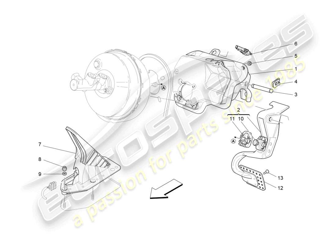 maserati granturismo mc stradale (2012) complete pedal board unit part diagram