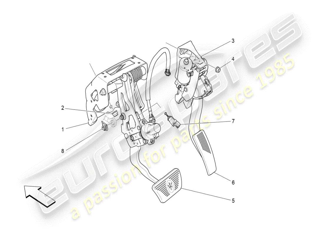 maserati ghibli (2021) complete pedal board unit part diagram
