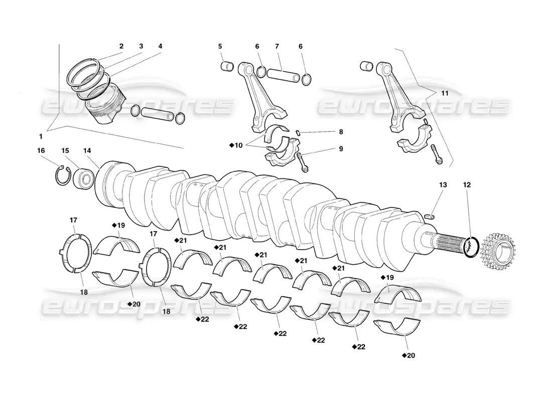 lamborghini diablo sv (1998) crankgears parts diagram