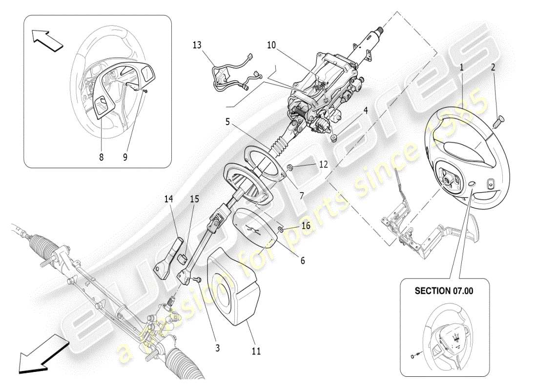 maserati ghibli (2020) steering column and steering wheel unit part diagram