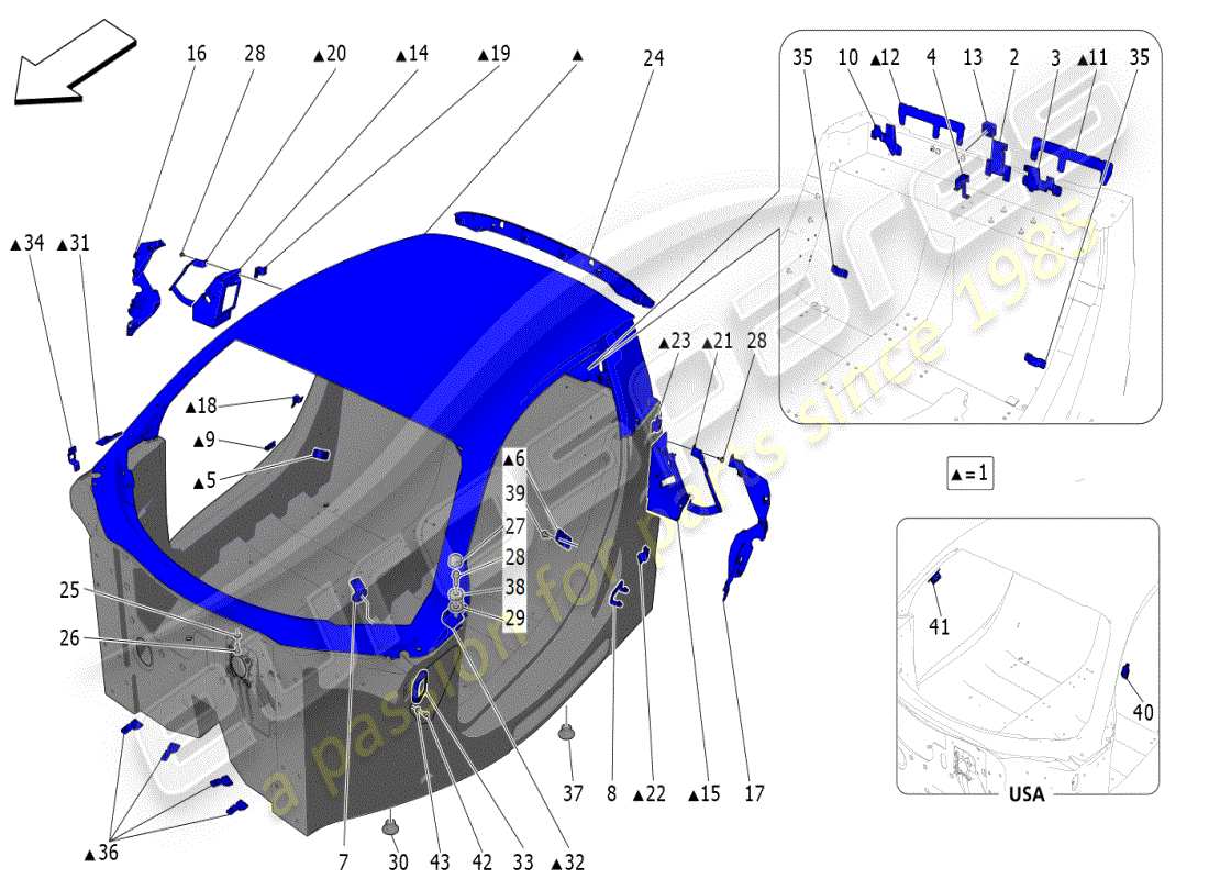 maserati mc20 (2024) central monocoque parts diagram