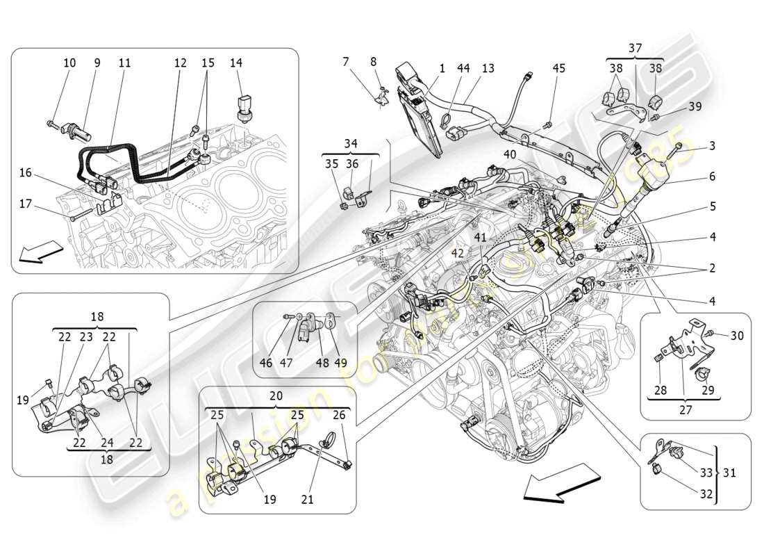 maserati ghibli (2018) electronic control: injection and engine timing control part diagram