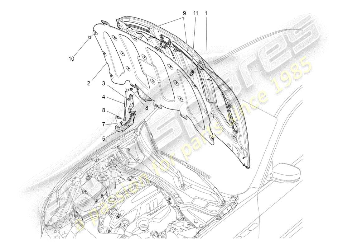 maserati ghibli (2021) front lid part diagram