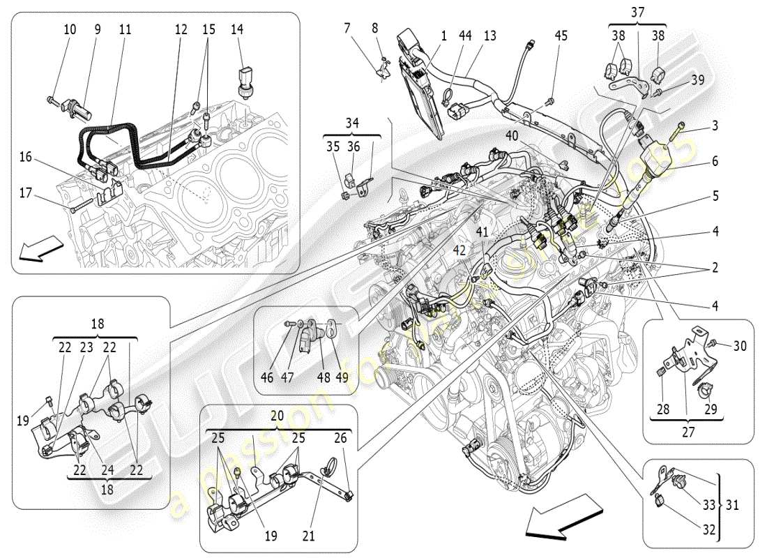 maserati ghibli (2021) electronic control: injection and engine timing control part diagram