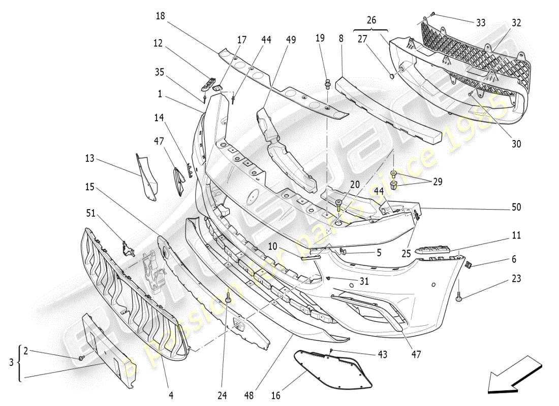maserati ghibli (2021) front bumper part diagram