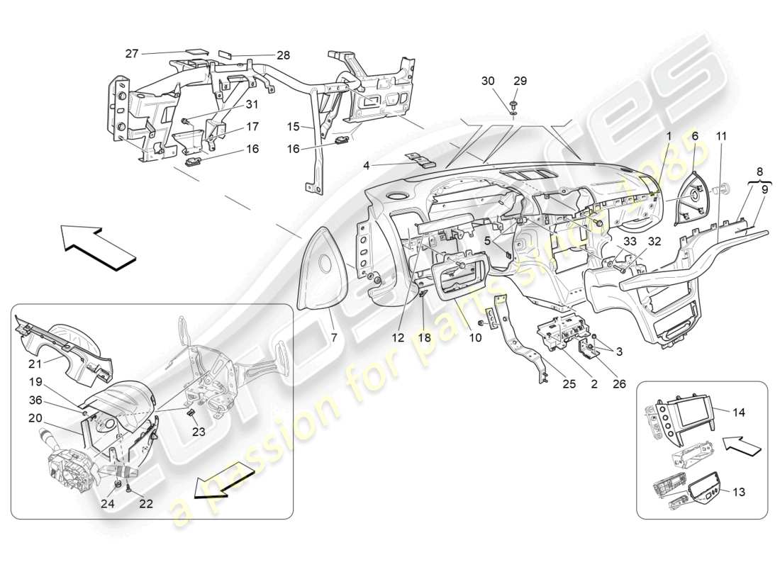 maserati granturismo mc stradale (2011) dashboard unit part diagram