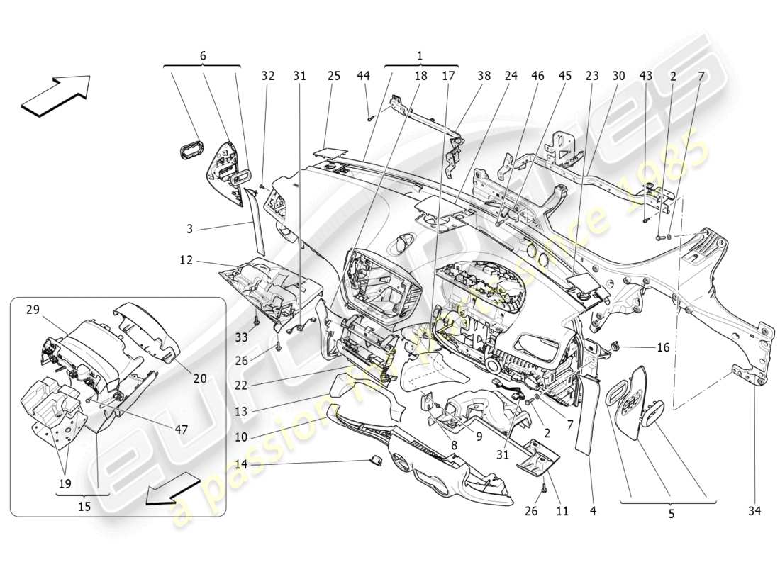 maserati ghibli (2015) dashboard unit parts diagram