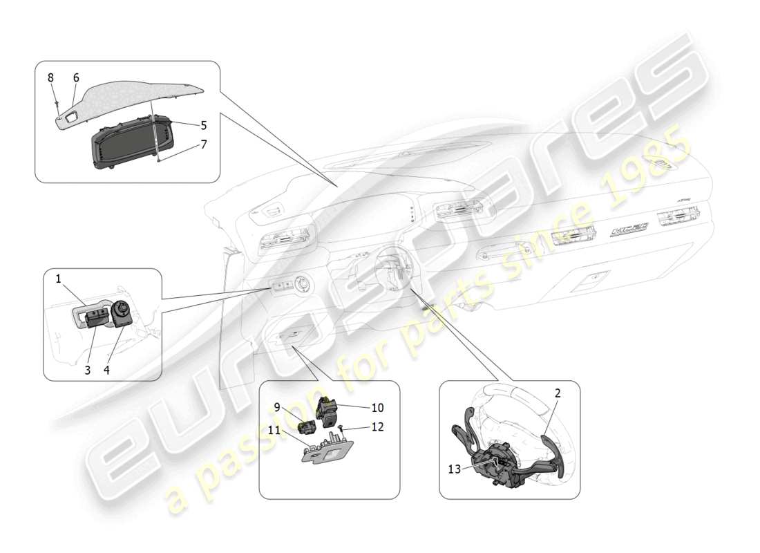 maserati mc20 (2022) dashboard devices part diagram