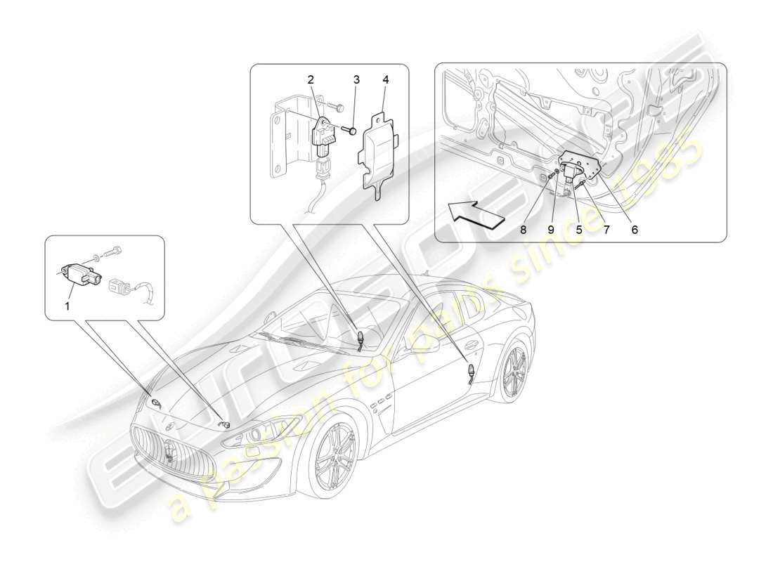 maserati granturismo mc stradale (2011) crash sensors part diagram