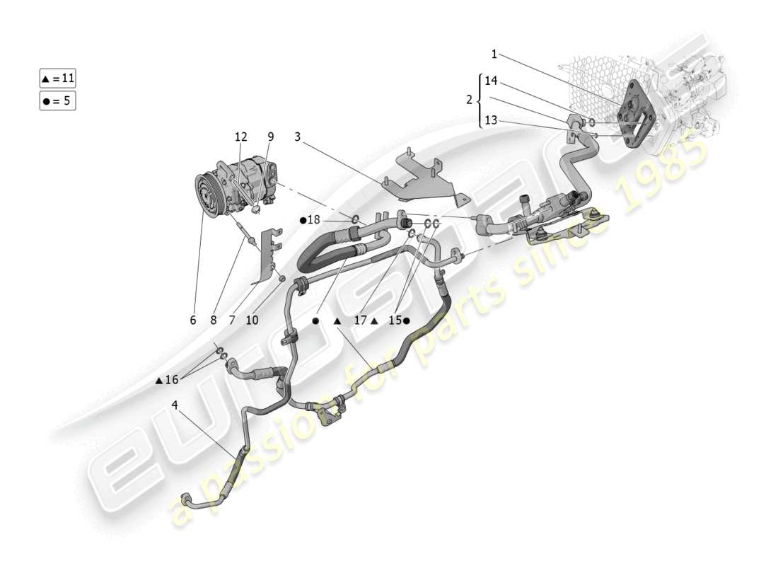 maserati grecale gt (2023) a/c unit: engine compartment devices part diagram