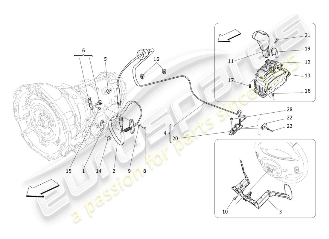 maserati ghibli (2018) driver controls for automatic gearbox part diagram