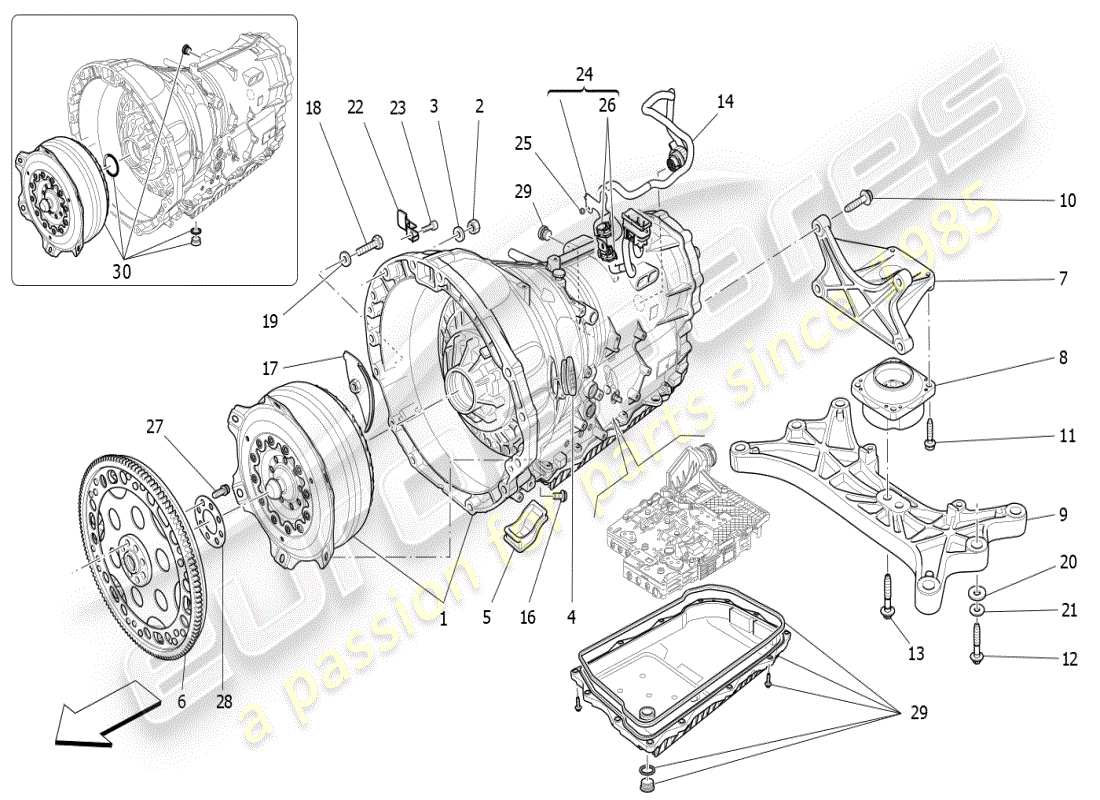 maserati ghibli (2020) gearbox housings parts diagram