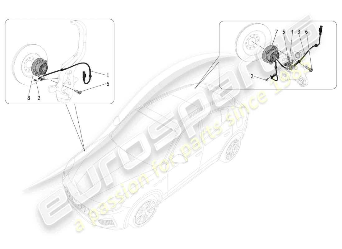 maserati grecale gt (2023) braking control systems part diagram