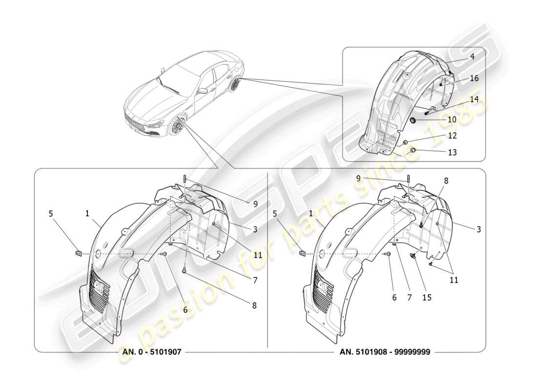 maserati ghibli (2018) wheelhouse and lids part diagram