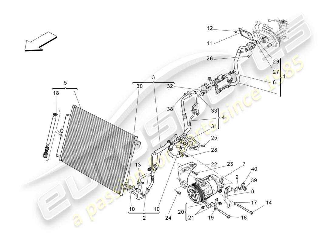 maserati ghibli (2015) a/c unit: engine compartment devices part diagram
