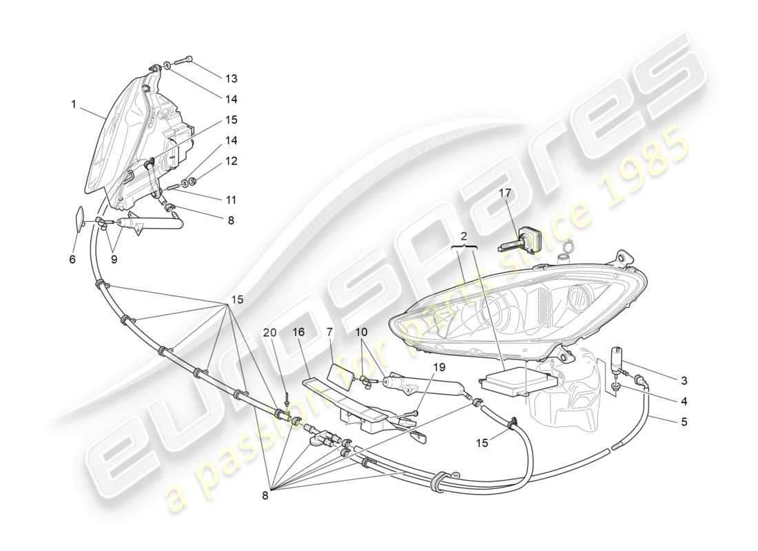 maserati granturismo mc stradale (2011) headlight clusters part diagram