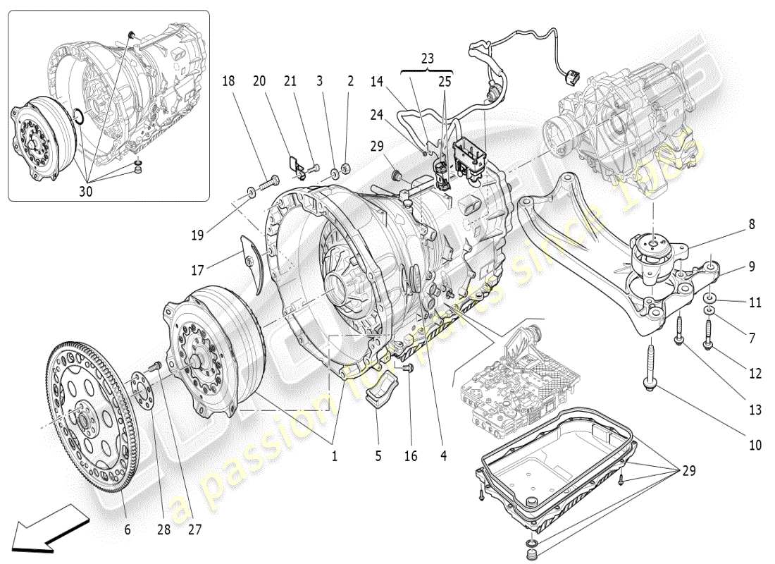 maserati ghibli (2021) gearbox housings part diagram