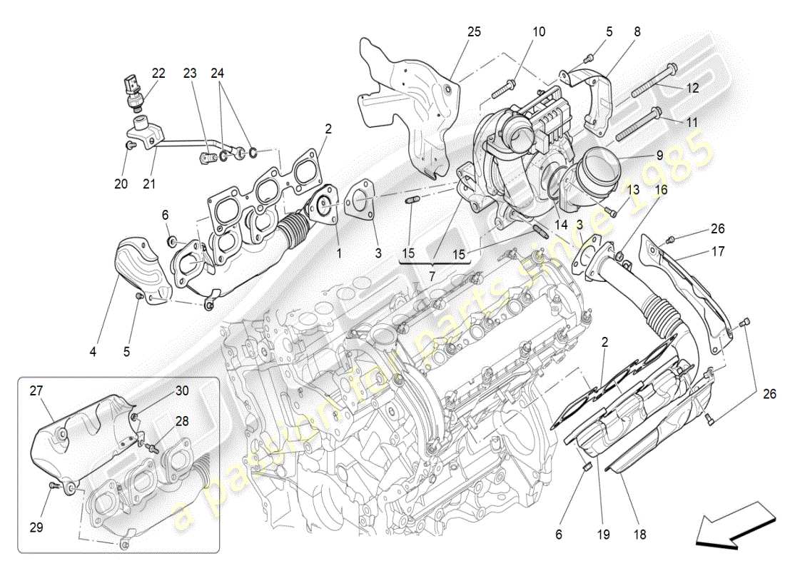 maserati ghibli (2021) turbocharging system: equipments part diagram