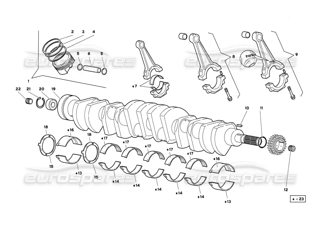 lamborghini diablo 6.0 (2001) crank gears parts diagram