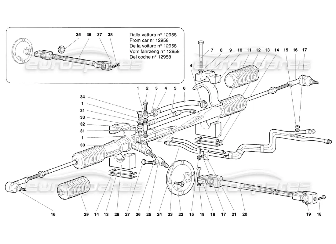 lamborghini diablo sv (1998) steering parts diagram