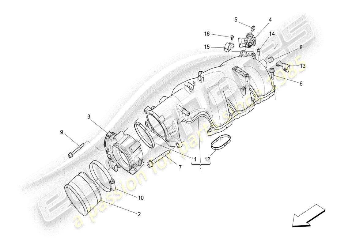 maserati ghibli (2021) intake manifold and throttle body part diagram