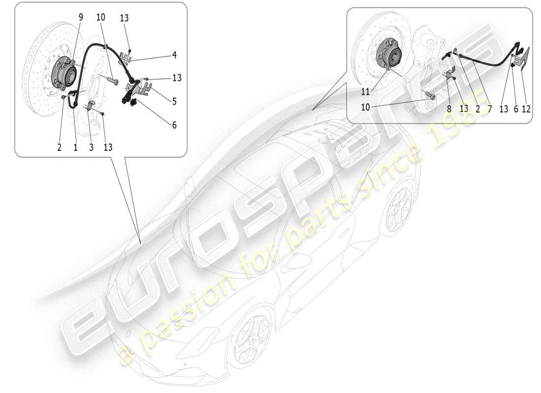 maserati mc20 (2024) braking control systems part diagram