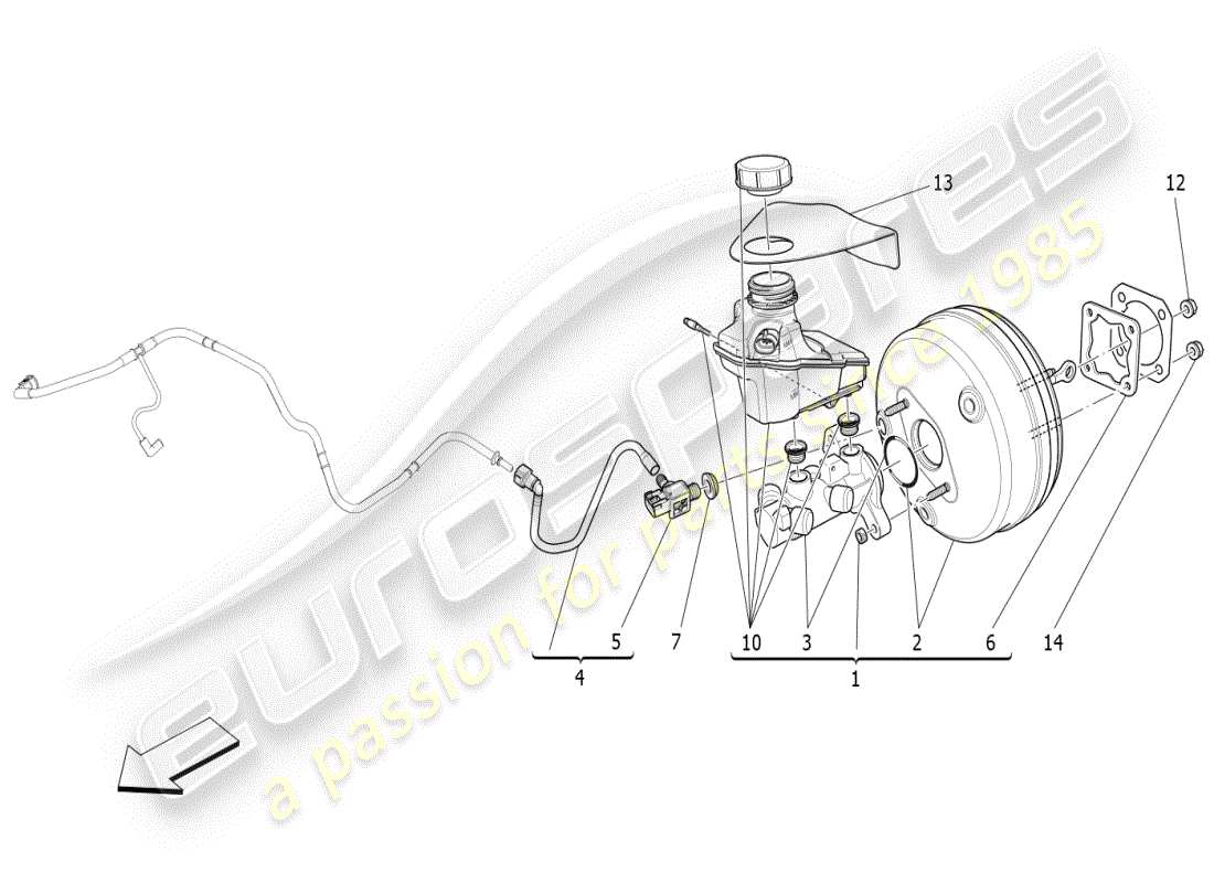 maserati ghibli (2021) brake servo system part diagram