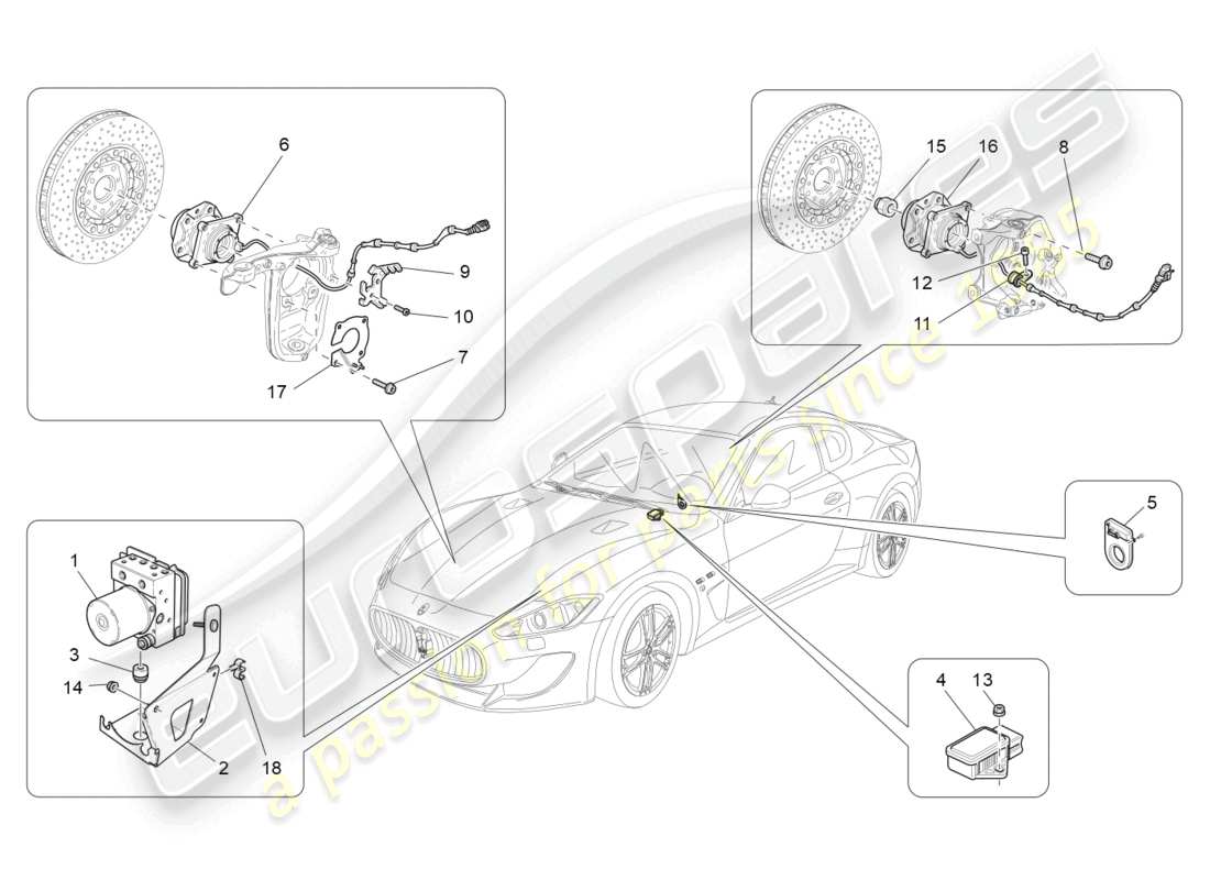 maserati granturismo mc stradale (2011) braking control systems parts diagram