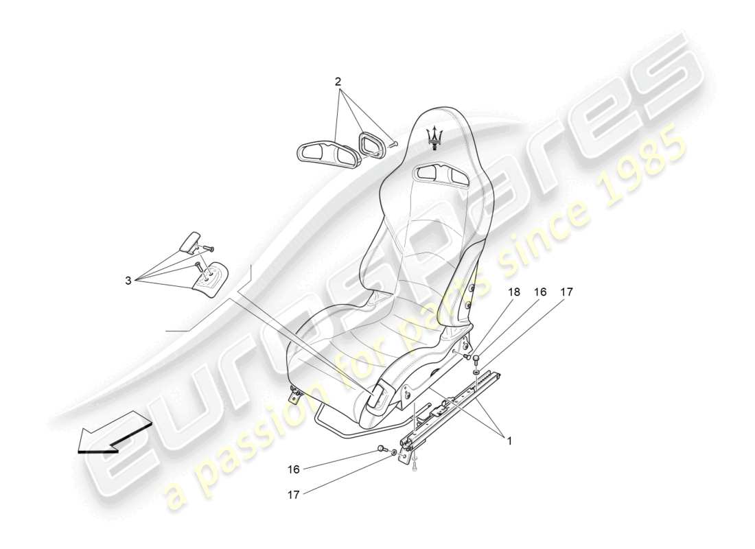 maserati granturismo mc stradale (2011) front seats: trim panels part diagram