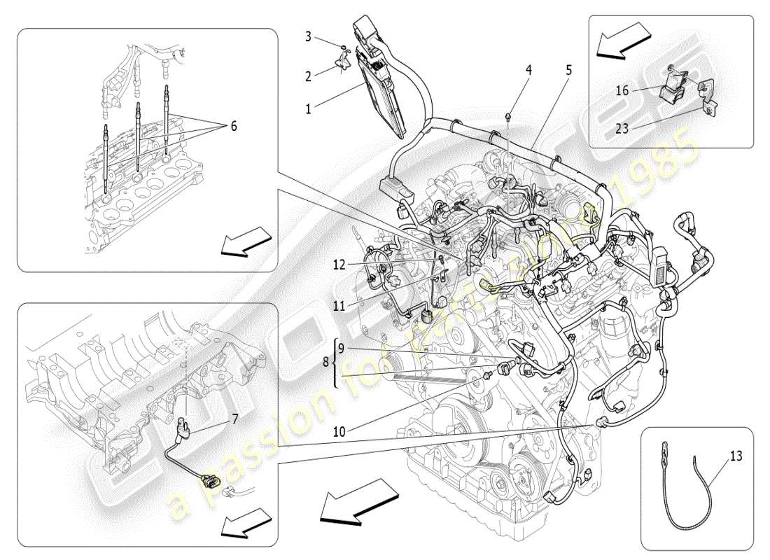 maserati ghibli (2021) electronic control: injection and engine timing control part diagram