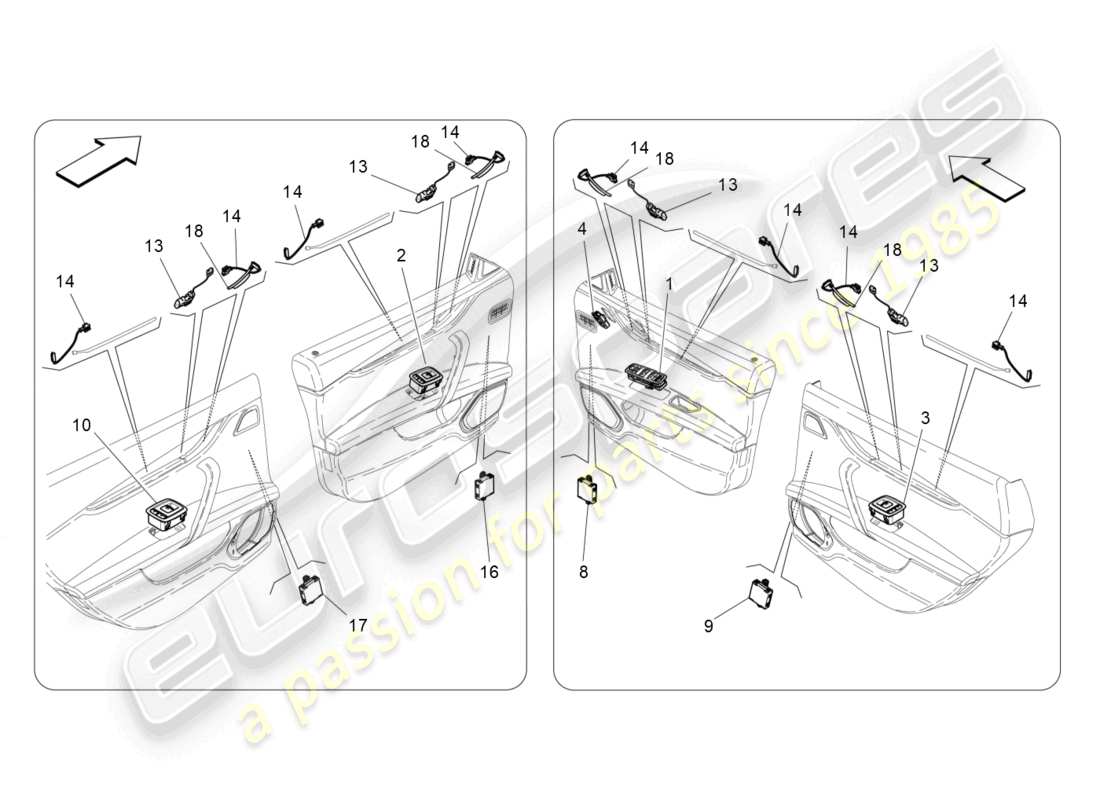 a part diagram from the maserati quattroporte m156 (2017 onwards) parts catalogue