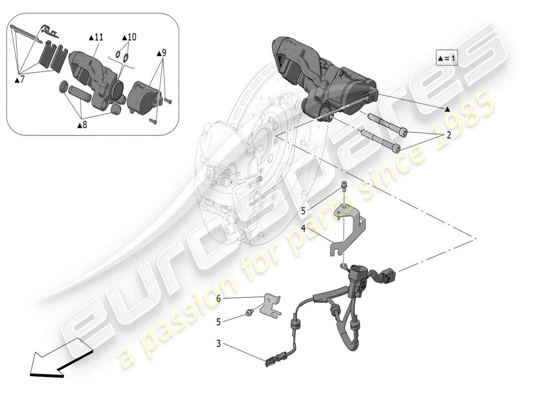 maserati mc20 (2024) parking brake parts diagram
