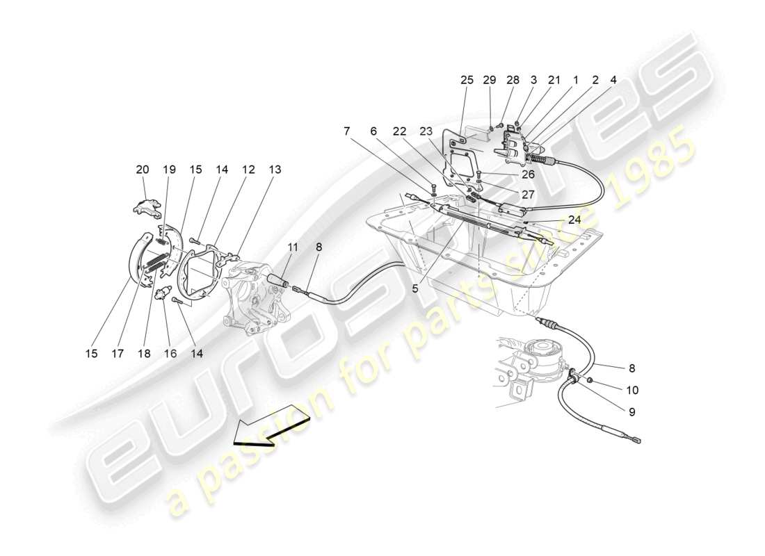 maserati granturismo mc stradale (2011) parking brake part diagram