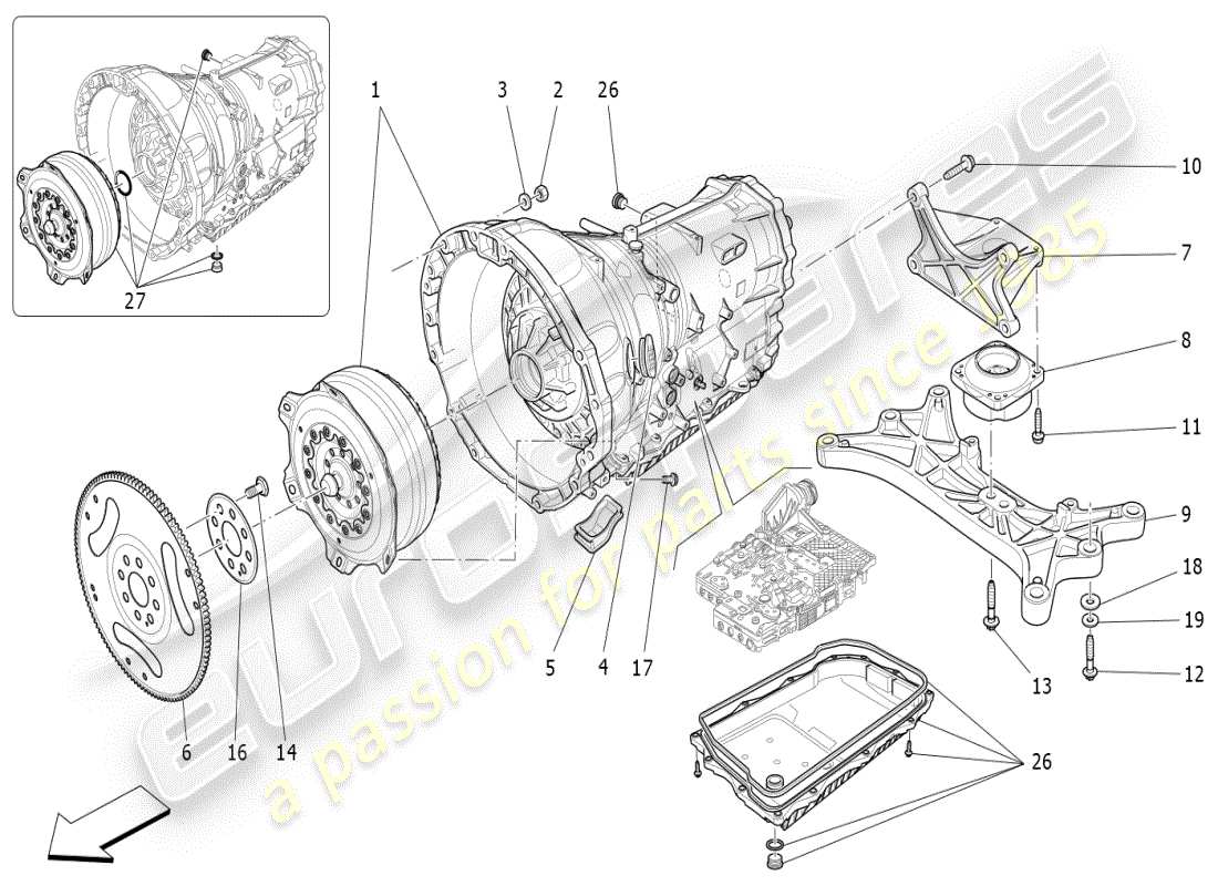maserati ghibli (2021) gearbox housings part diagram