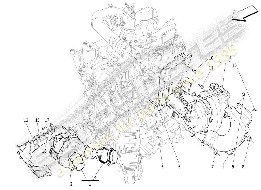 maserati ghibli (2021) turbocharging system: equipments part diagram
