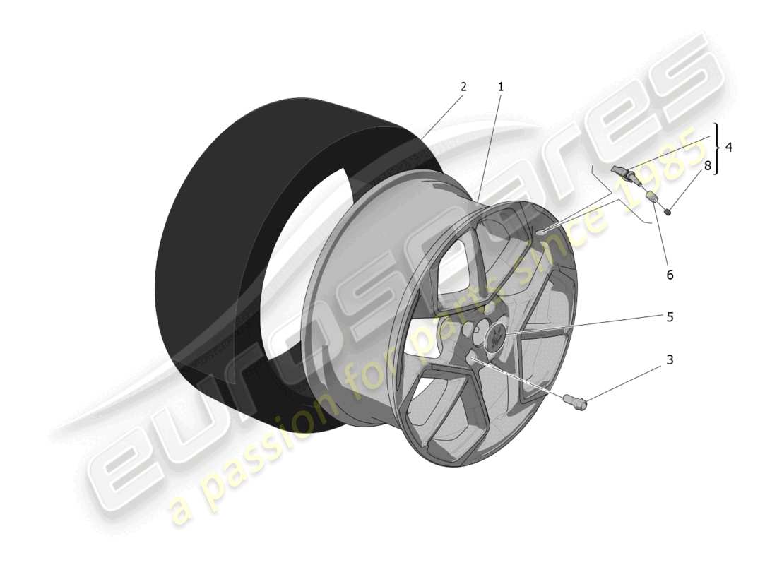 maserati mc20 (2022) wheels and tyres part diagram
