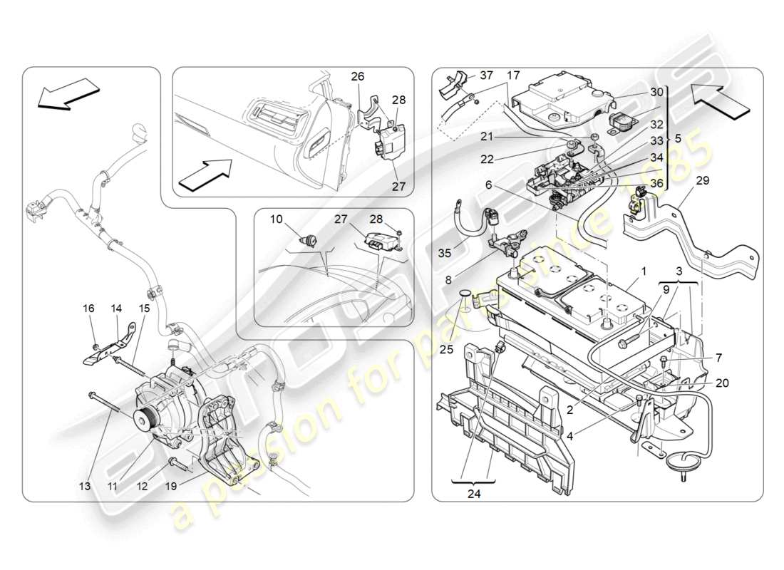a part diagram from the maserati ghibli (2015) parts catalogue