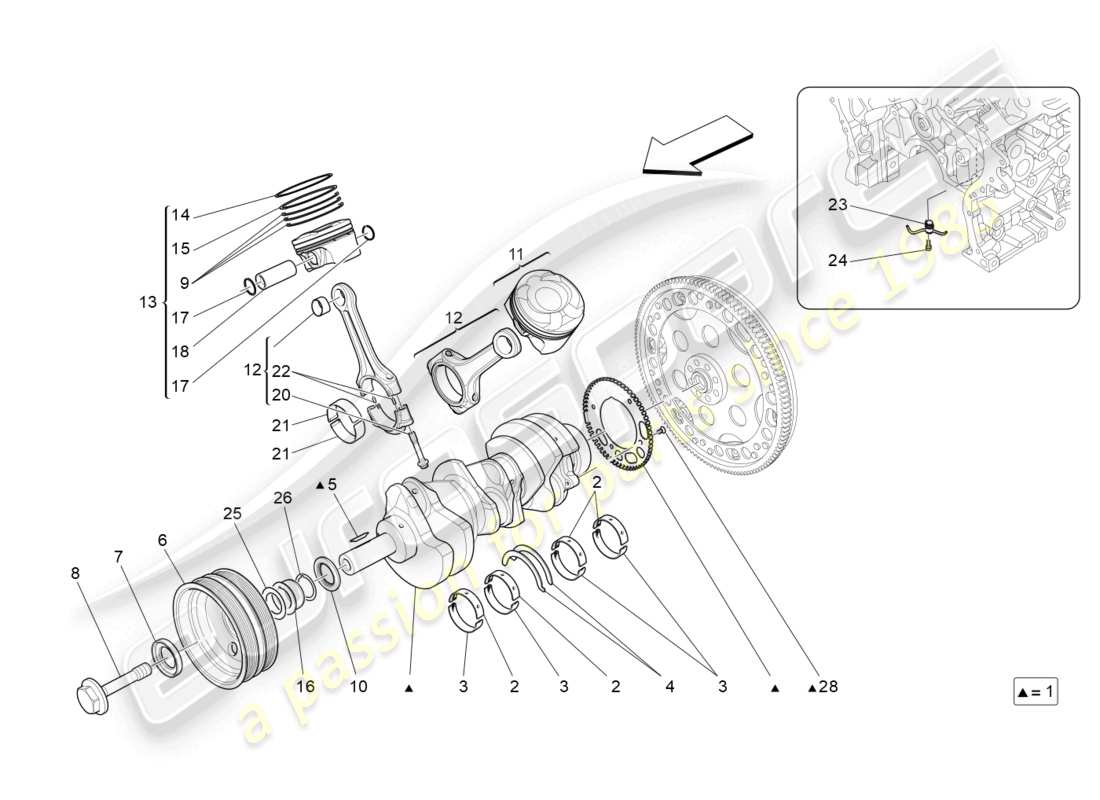 a part diagram from the maserati ghibli (2014) parts catalogue