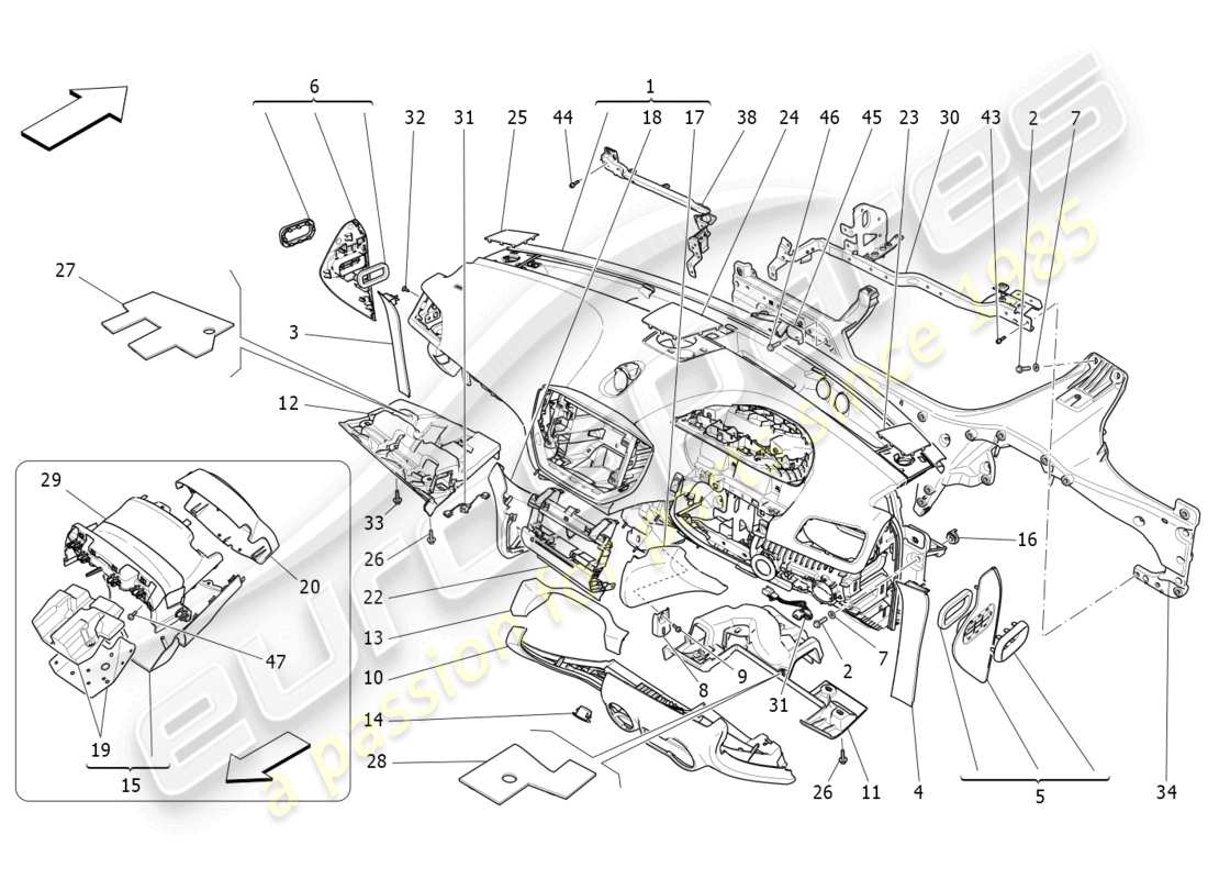 a part diagram from the maserati ghibli (2015) parts catalogue