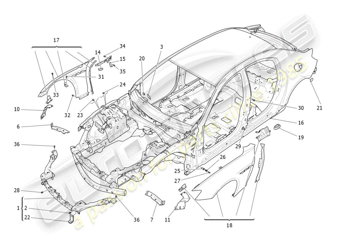 a part diagram from the maserati ghibli (2016) parts catalogue