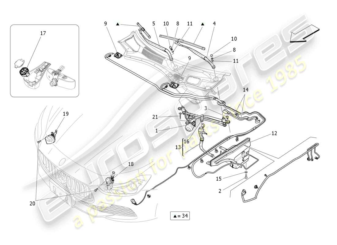 a part diagram from the maserati ghibli (2016) parts catalogue