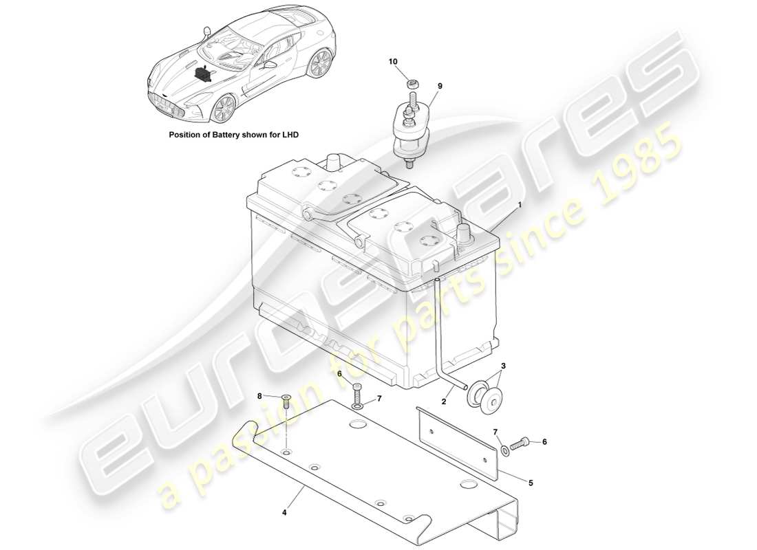a part diagram from the aston martin one-77 (2011) parts catalogue