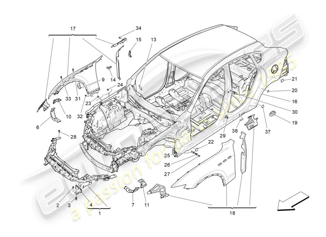 a part diagram from the maserati levante parts catalogue