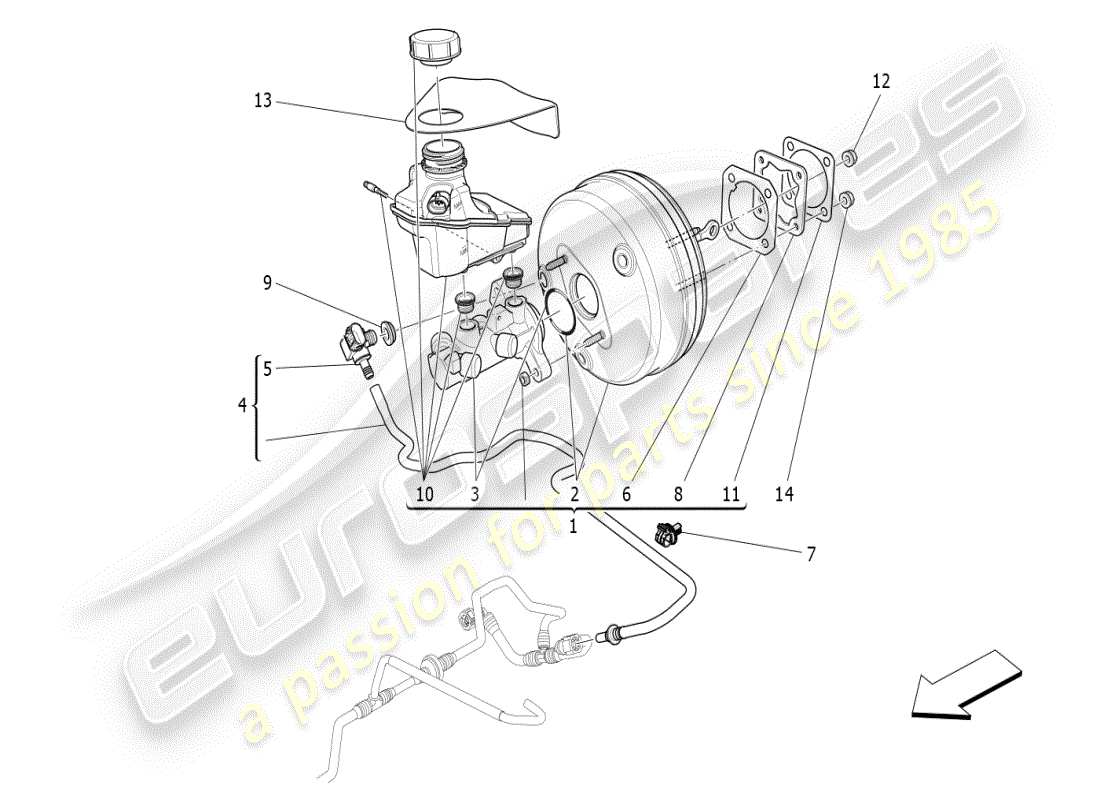 a part diagram from the maserati ghibli (2017 onwards) parts catalogue