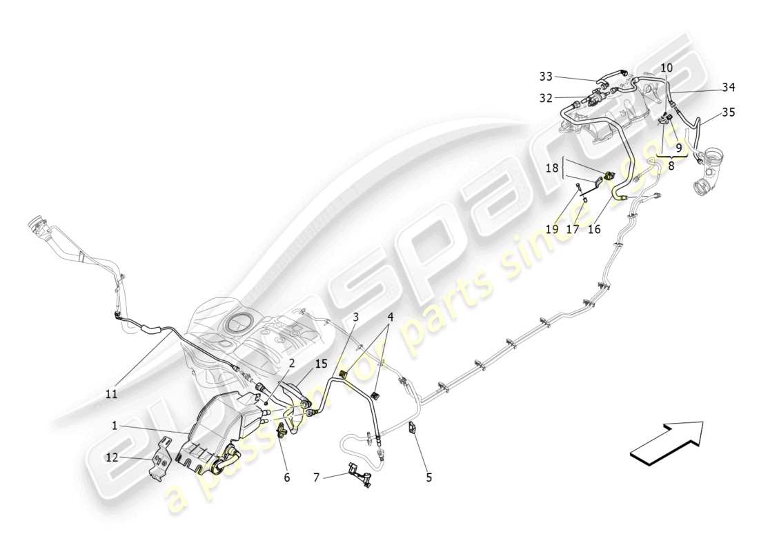 maserati levante modena (2022) fuel vapour recirculation system part diagram