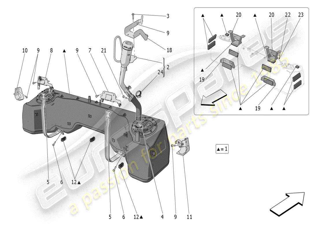 maserati mc20 (2024) fuel tank parts diagram
