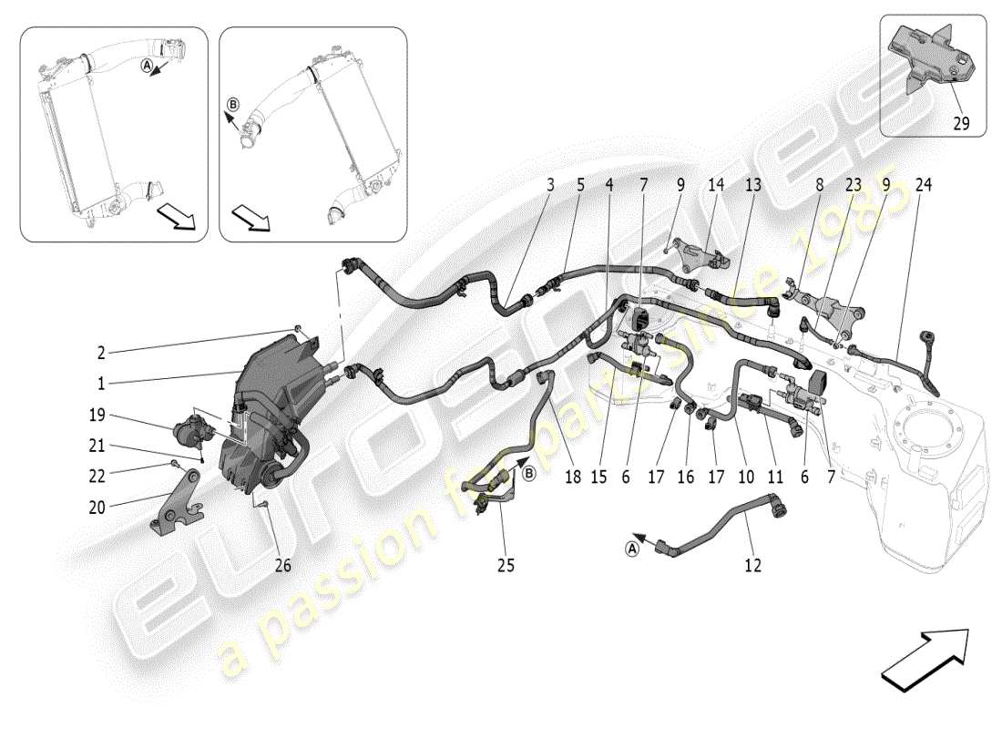 maserati mc20 (2024) fuel vapour recirculation system parts diagram